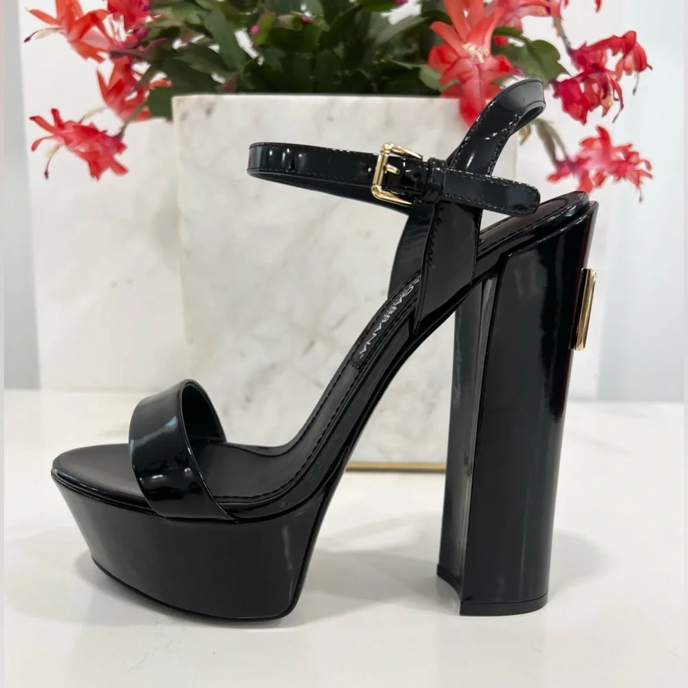 Dolce & Gabbana Polished calfskin platform sandals